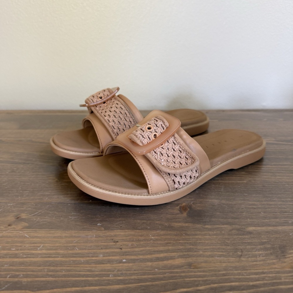 Reef Women's 8 Natural Textile Beige Sunny Emma Comfort Slide Sandals - Picture 3 of 11